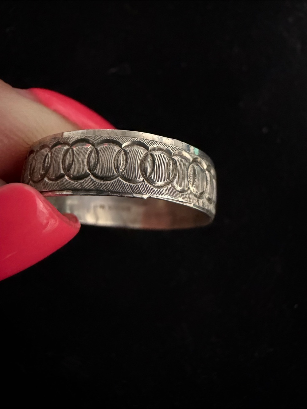 925 Sterling silver Mexico pattern band ring